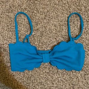 Dark Teal Blue Scallop Bikini Top
